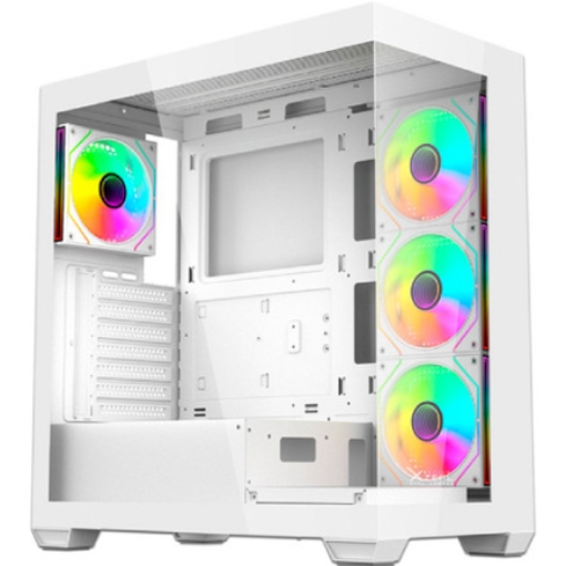 Imagen de Gabinete Gamer Mid Tower Xzeal  ATX Panel Der. Vidrio + Metal 2xUSB1.0 + 1xUSD3.0 + 3.5 mm + 4 ARGB Fans + 1 HUB Blanco