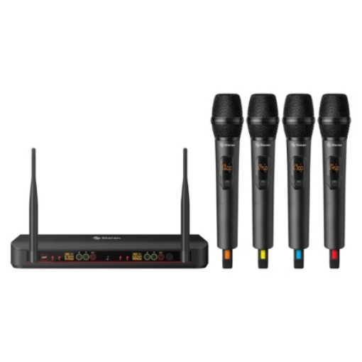 Imagen de Sistema de 4 Micrófonos Steren Inalámbricos UHF c/Selección Auto 10dBm