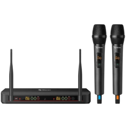 Imagen de SISTEMA STEREN DE 2 MICROFONOS INALAMBRICOS UHF C/SELEC AUTO DE