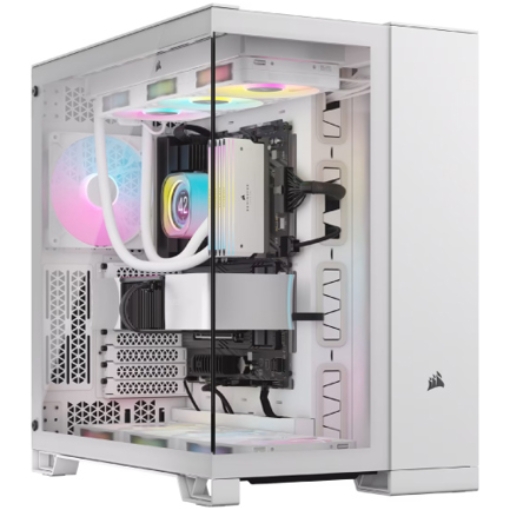 Imagen de Gabinete Corsair iCUE Link 6500X Mid Tower ATX mATX ITX Cristal Templado Pecera 3xFan RGB Blanco Sin Fuente