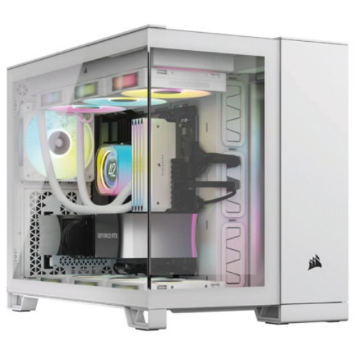 Imagen de Gabinete Corsair iCUE Link 2500X Mid Tower mATX ITX Cristal Templado Pecera 2xFan RGB Blanco Sin Fuente