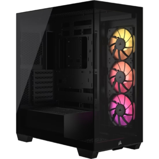 Imagen de Gabinete Corsair iCUE Link 3500X Mid Tower E-ATX ATX mATX Cristal Templado 3xMagneticFan RGB BTF Zero Negro Sin Fuente