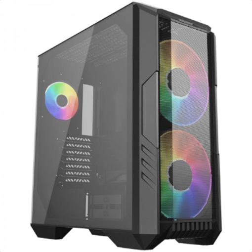 Imagen de Gabinete Gamer Cooler Master MasterBox HAF 500 Media Torre ITX mATX ATX 4xFan RGB Cristal Templado Negro