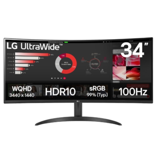 Imagen de Monitor LG 34" Curvo UltraWide QHD VA 3440x1440 100Hz HDMI DP 1 year de garantia