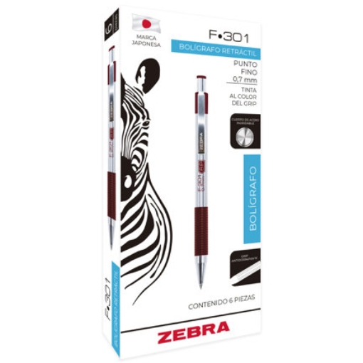 Imagen de Boligrafo Zebra F-301 grip punto fino tinta verde cuerpo de acero caja c/6
