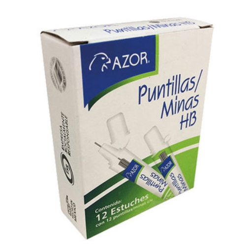 Imagen de Puntillas Azor HB 0.5mm Caja C/12 Tubos C/12 Puntillas C/U