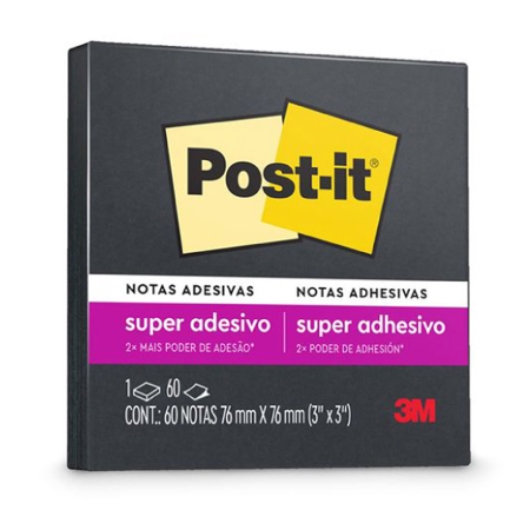 Imagen de Notas Adhesivas 3M Post it 3X3 C/60 Hojas Color Negro con Super Adhesivo