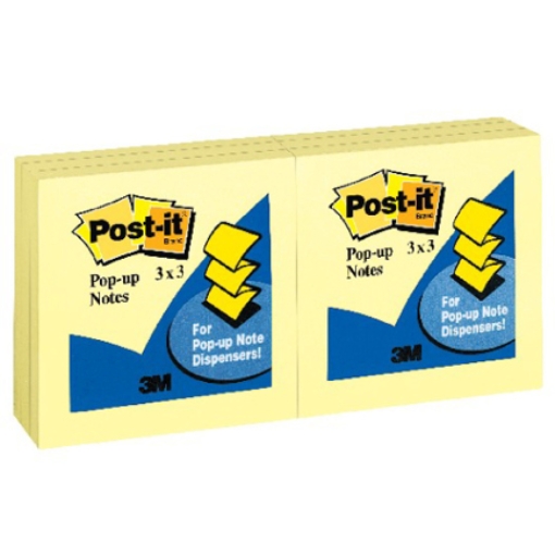 Imagen de Notas Adhesivas 3M Post it Pop-Up Amarillas 3x3 Paquete C/6 Block