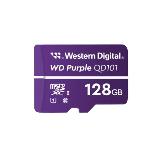 Imagen de Memoria Micro SD Western Digital Purple WDD128G1P0C128 GB Micro SC QD101- 1UHS Clase 10 para videovigilancia.