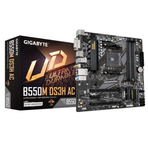 Imagen de Tarjeta Madre Gigabyte B550M DS3H AC REV. 1.7 4xDDR4 128GB 4733Mhz PCIe 4.0 M.2 HDMI S AM4 Ryzen RGB FUSION mATX Wi-Fi