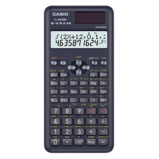 Imagen de Calculadora Cientifica Casio mas de 400 funciones FX-991MS-2 para preparatoria y universidad negra 2 lineas SVPAM