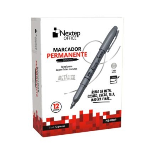 Imagen de Marcador permanente Nextep Punta Fina 2mm Plata C/12