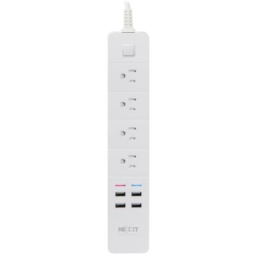 Imagen de Barra Multicontacto Inteligente WiFi Nexxt Home Protector de Sobretensión con 4 tomacorrientes 4 puertos USB 1.8m Blanco