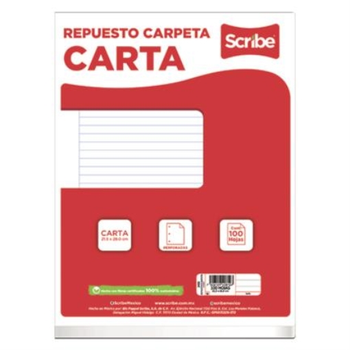 Imagen de Paquete de Hojas Scribe Tamaño Carta 100 Hojas
