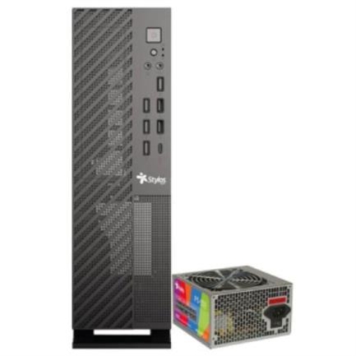 Imagen de Gabinete Oficina Mince Slim ITX Stylos 4xUSB 2.0 2xUSB 3.0 1xTipo C Puerto 3.5mm con Fuente de Poder 550W