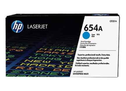 Imagen de Cartucho Tóner original HP 654A LaserJet Cian