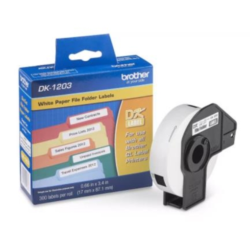 Imagen de ETIQUETA BROTHER PRECORTADA 17MM X 87.1MM BLANCA 300 PIEZAS