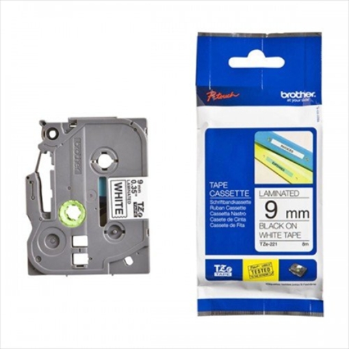 Imagen de CINTA BROTHER TZ221 NEGRO/BLANCO 9MM PT 1400 9500C 1750