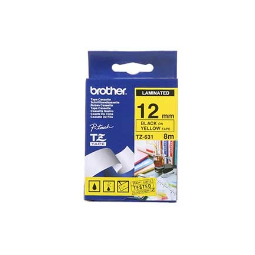 Imagen de CINTA BROTHER LAMINADA AMARILLO/NEGRO 0.5 PULGADAS