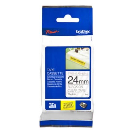 Imagen de CINTA BROTHER TZES151 24MM NEGRO SOBRE BLANCO EXTRA ADHESIVO