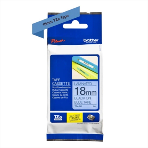 Imagen de CINTA BROTHER TZ-541 NEGRO/AZUL 18MM