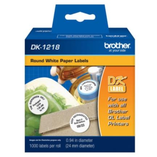 Imagen de ETIQUETA BROTHER PRECORTADA 24MM BLANCA 1000 PIEZAS