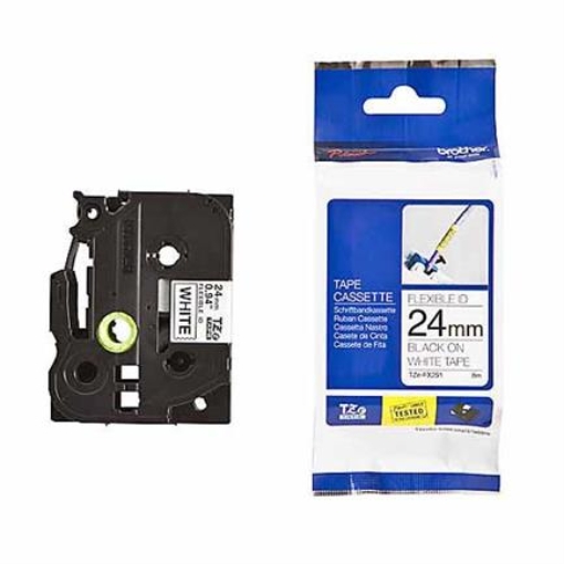 Imagen de CINTA BROTHER FLEXIBLE NEGRO SOBRE BLANCO 24MM