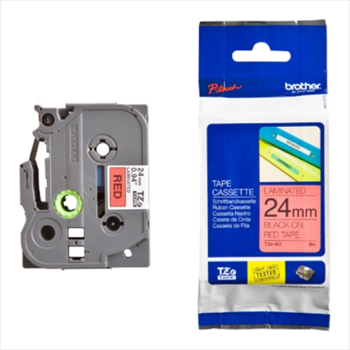 Imagen de CINTA BROTHER TZ-451 NEGRO/ROJO 24MM
