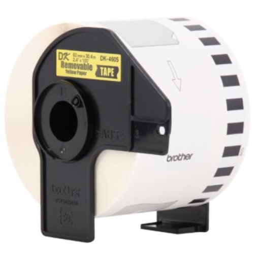 Imagen de CINTA BROTHER CONTINUA REMOVIBLE AMARILLA 62MM X 30.4MTS