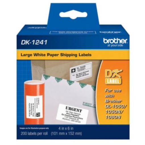 Imagen de ETIQUETA BROTHER PRECORTADA 101MM X 152MM BLANCA 200 PIEZAS