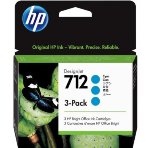 Imagen de Tinta HP LF DesignJet 712 3 Pack 29ml Color Cian