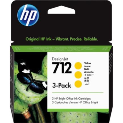 Imagen de Tinta HP LF DesignJet 712 3 Pack 29ml Color Amarillo