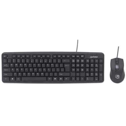 Imagen de Kit Teclado y Mouse Manhattan Óptico Cableado 1000 ppp Color Negro