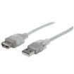Imagen de Cable Manhattan Extensión USB-A 2.0 Alta Velocidad 3m Color Plata