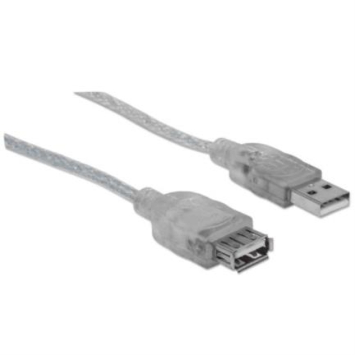 Imagen de Cable Manhattan Extensión USB-A 2.0 Alta Velocidad 3m Color Plata