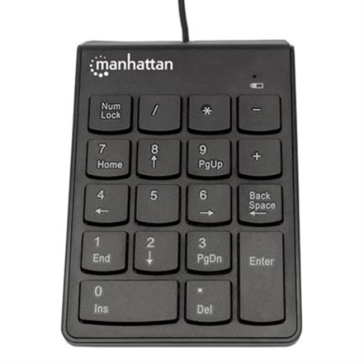 Imagen de Teclado Numérico Manhattan Alámbrico USB 18 Teclas Color Negro