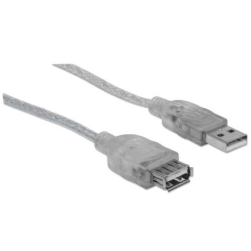 Imagen de Cable Manhattan Extensión USB A-B 2.0 Alta Velocidad 4.5m Color Plata
