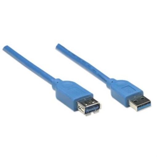 Imagen de Cable Manhattan Extensión USB-A 3.0 Súper Velocidad 2m Color Azul