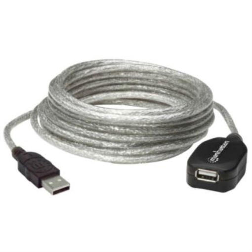 Imagen de Cable Manhattan Extensión Activa USB-A 2.0 Alta Velocidad 5m Color Plata