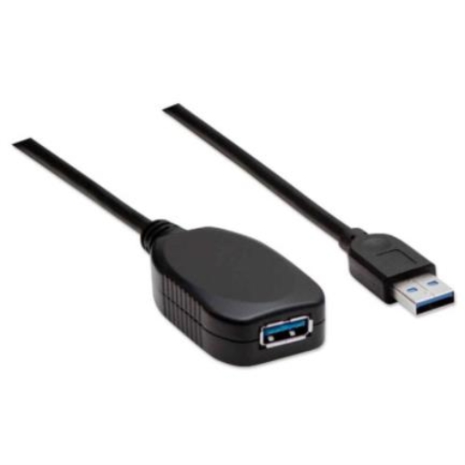 Imagen de Cable Manhattan Extensión Activa USB-A 3.0 Súper Velocidad 5m Color Negro