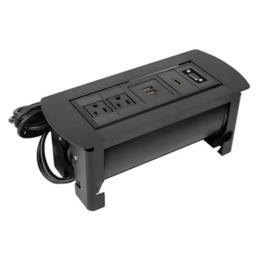 Imagen de Caja de Conexión Manhattan para Mesa C/Enchufe USB/HDMI/VGA Color Negro
