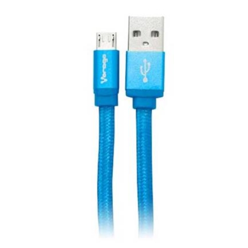 Imagen de CABLE VORAGO USB CAB-113 AZUL USB 2 A MICRO USB 1METROS BOLS