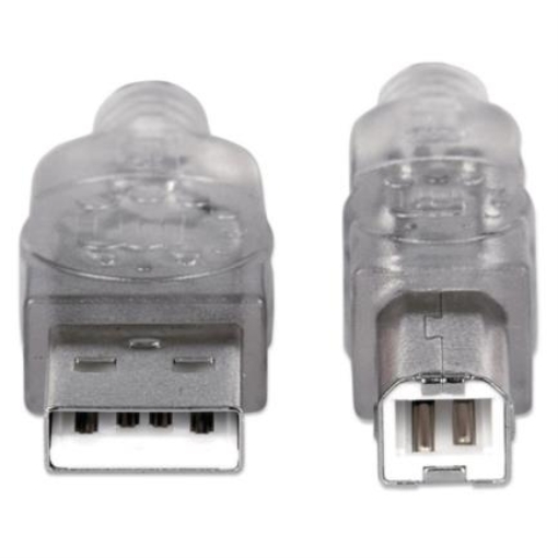 Imagen de Cable Manhattan USB B Alta Velocidad 2.0 A-B1.8m Color Plata