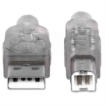 Imagen de Cable Manhattan USB B Alta Velocidad 2.0 A-B 3m Color Plata