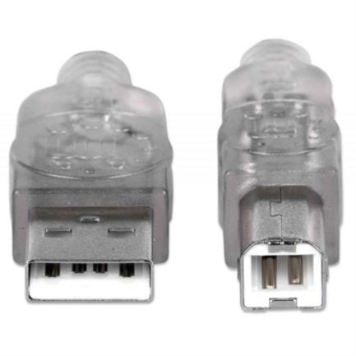 Imagen de Cable Manhattan USB B Alta Velocidad 2.0 A-B 3m Color Plata