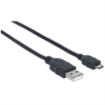 Imagen de Cable Manhattan USB-A Micro USB-B 2.0 Alta Velocidad 3m Color Negro