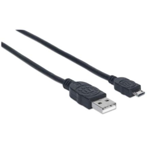 Imagen de Cable Manhattan USB-A Micro USB-B 2.0 Alta Velocidad 3m Color Negro