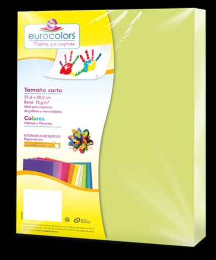 Imagen de PAPEL CORTADO EUROCOLORS CARTA VERDE PASTEL C/100