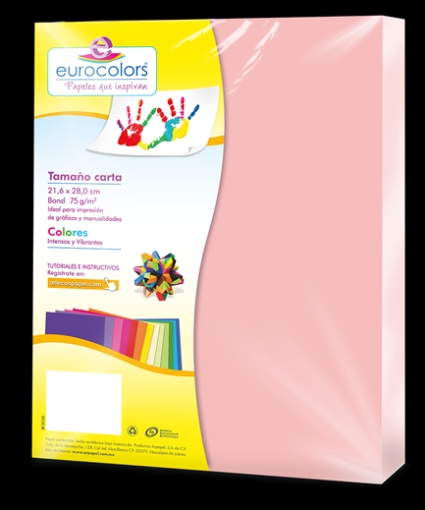 Imagen de PAPEL CORTADO EUROCOLORS CARTA ROSA PASTEL C/100