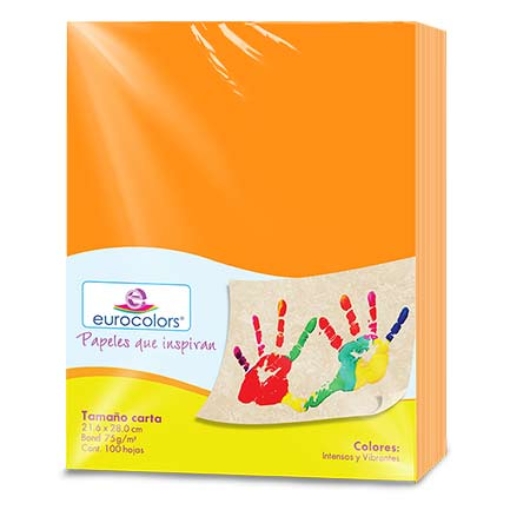Imagen de PAPEL CORTADO EUROCOLORS CARTA NARANJA VIBRANTE C/100